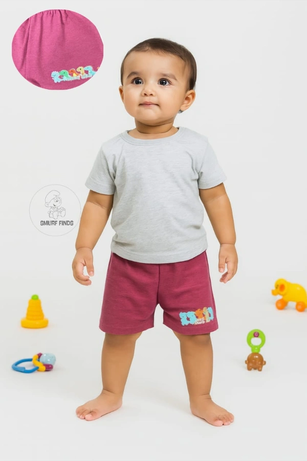 Smurf Finds Organic Cotton Unisex Shorts( Pack of 1pc)| 100% Cotton| Perferct for Babies|Safe Prints| Pink | SMST3501 - 12- 18 Month, Pink