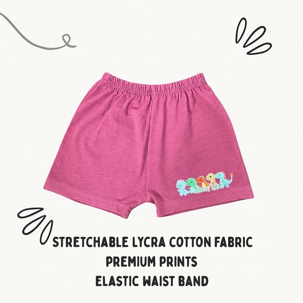 Smurf Finds Organic Cotton Unisex Shorts( Pack of 1pc)| 100% Cotton| Perferct for Babies|Safe Prints| Pink | SMST3501 - 12- 18 Month, Pink