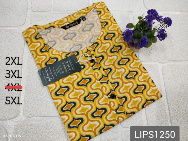 Twill Blue Plus Size Side Cut Liva Kurti LIPS1250 - Yellow, 3XL