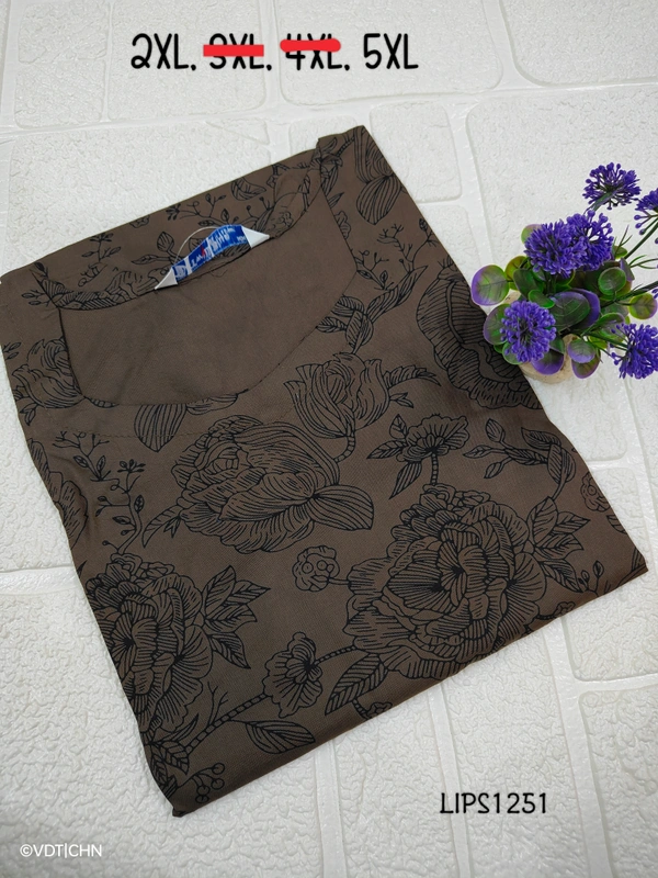 Twill Blue Plus Size Side Cut Liva Kurti LIPS1251 - Brown, 2XL