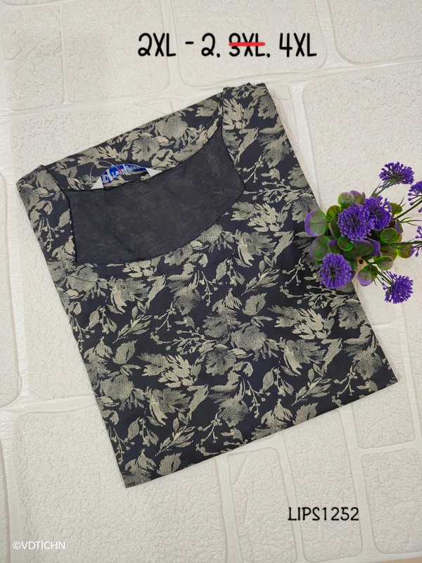 Twill Blue Plus Size Side Cut Liva Kurti LIPS1252 - Black, 4XL