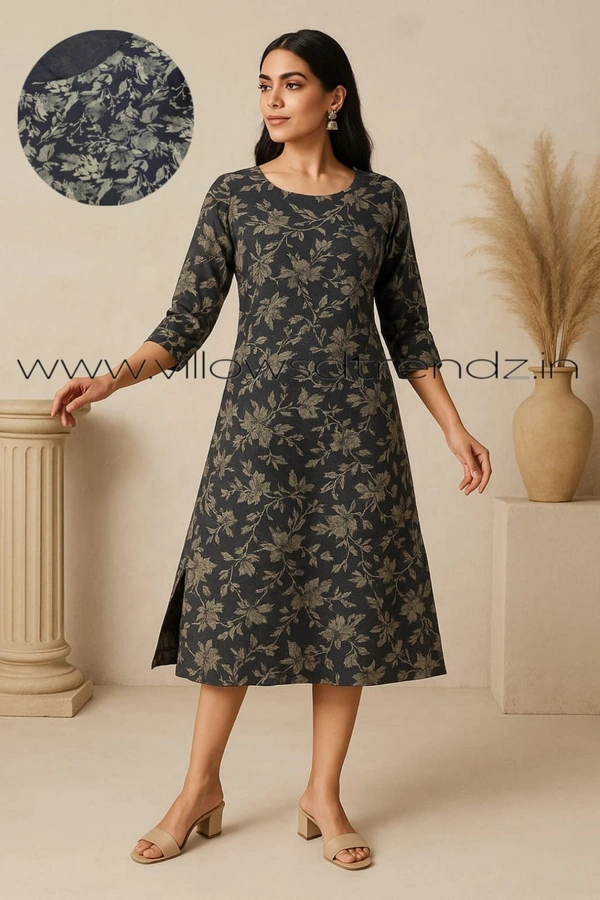 Twill Blue Plus Size Side Cut Liva Kurti LIPS1252 - Black, 4XL