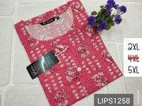 Twill Blue Plus Size Side Cut Liva Kurti LIPS1258 - Pink, 5XL