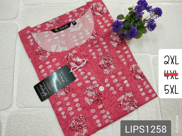 Twill Blue Plus Size Side Cut Liva Kurti LIPS1258 - Pink, 5XL