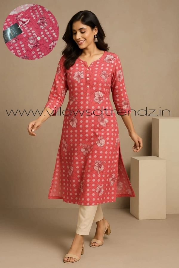 Twill Blue Plus Size Side Cut Liva Kurti LIPS1258 - Pink, 5XL