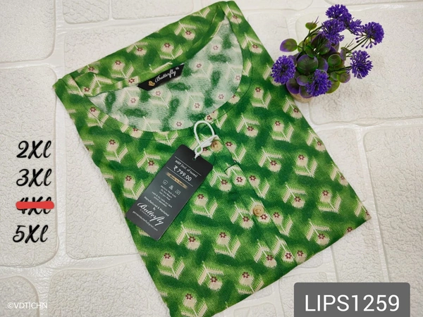 Twill Blue Plus Size Side Cut Liva Kurti LIPS1259 - Green, 3XL