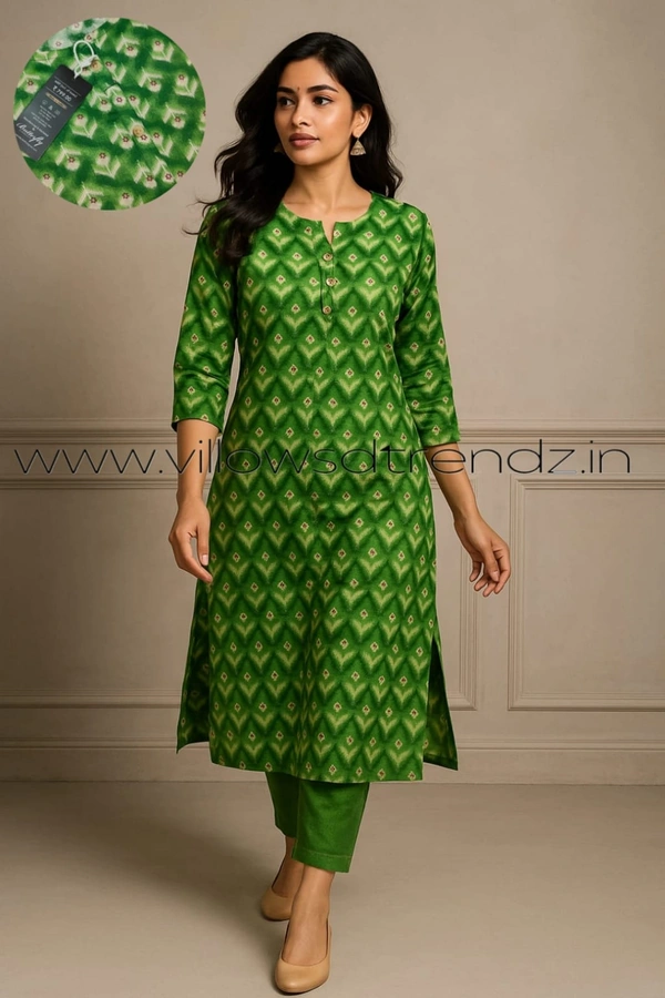 Twill Blue Plus Size Side Cut Liva Kurti LIPS1259 - Green, 3XL