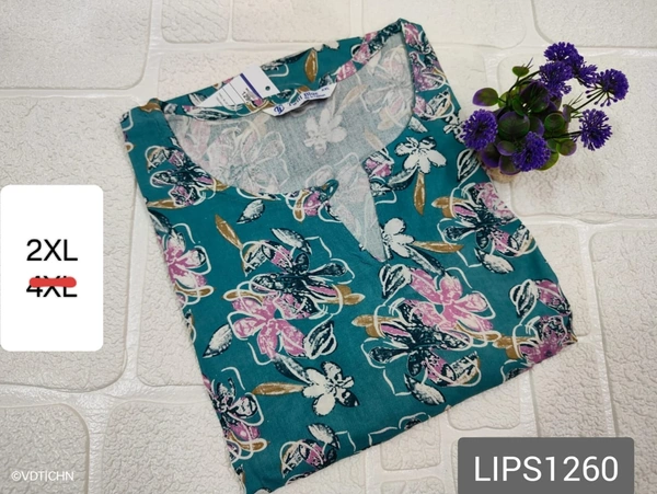 Twill Blue Plus Size Side Cut Liva Kurti LIPS1260 - Rama Green, 2XL