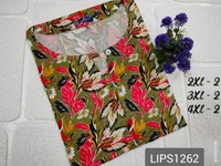 Twill Blue Plus Size Side Cut Liva Kurti LIPS1262 - Multi Color, 3XL