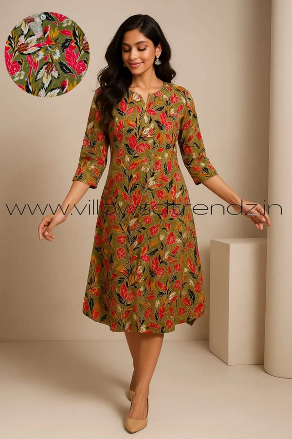 Twill Blue Plus Size Side Cut Liva Kurti LIPS1262 - Multi Color, 3XL