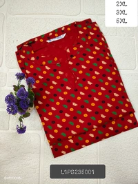 Twill Blue Plus Size Side Cut Liva Kurti LIPS235001 - Red, 2XL