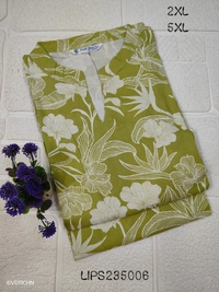 Twill Blue Plus Size Side Cut Liva Kurti LIPS235006 - Green, 2XL