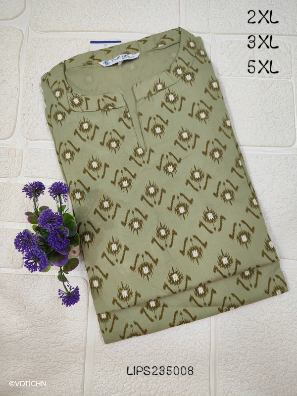 Twill Blue Plus Size Side Cut Liva Kurti LIPS235008 - Peach Green, 5XL