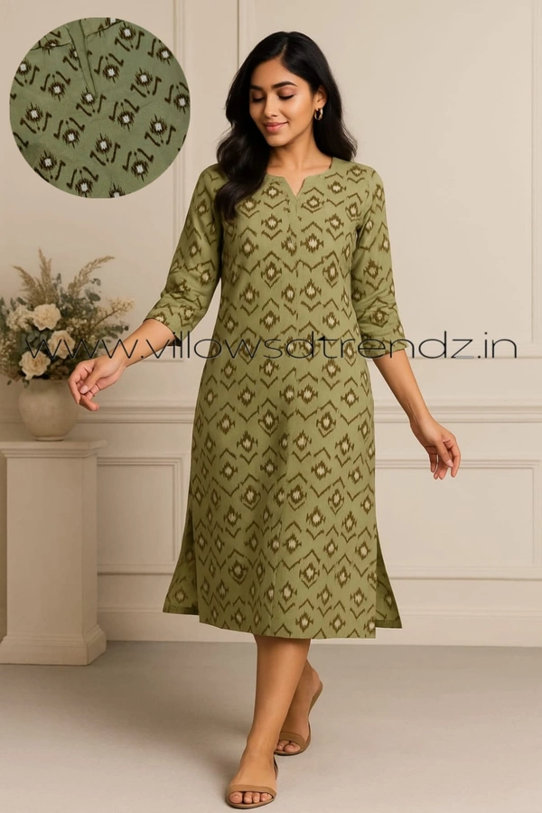 Twill Blue Plus Size Side Cut Liva Kurti LIPS235008 - Peach Green, 5XL