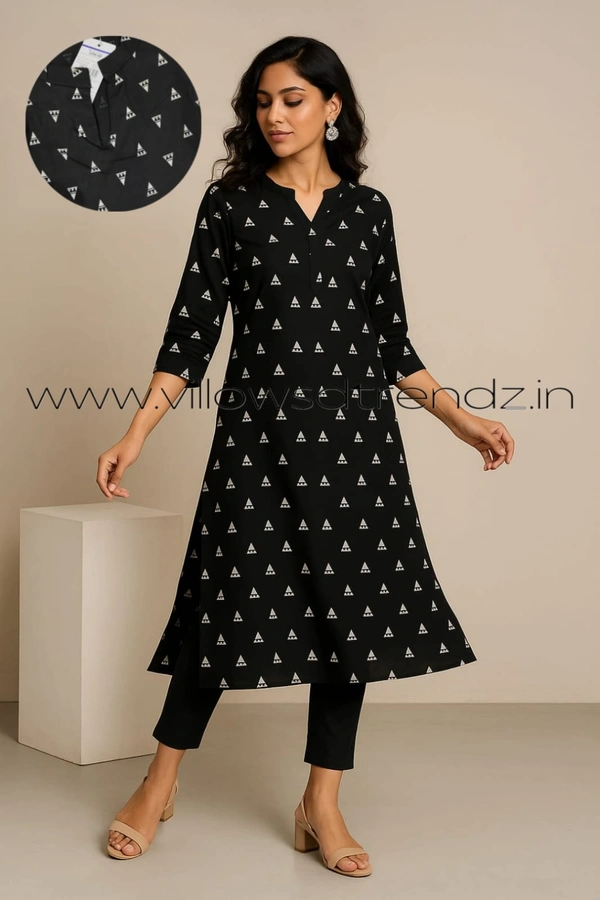 Twill Blue Plus Size Side Cut Liva Kurti LIPS235009 - Black, 2XL
