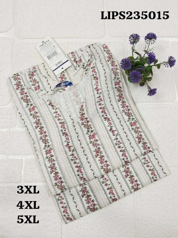 Twill Blue Plus Size Side Cut Liva Kurti LIPS235015 - White, 3XL