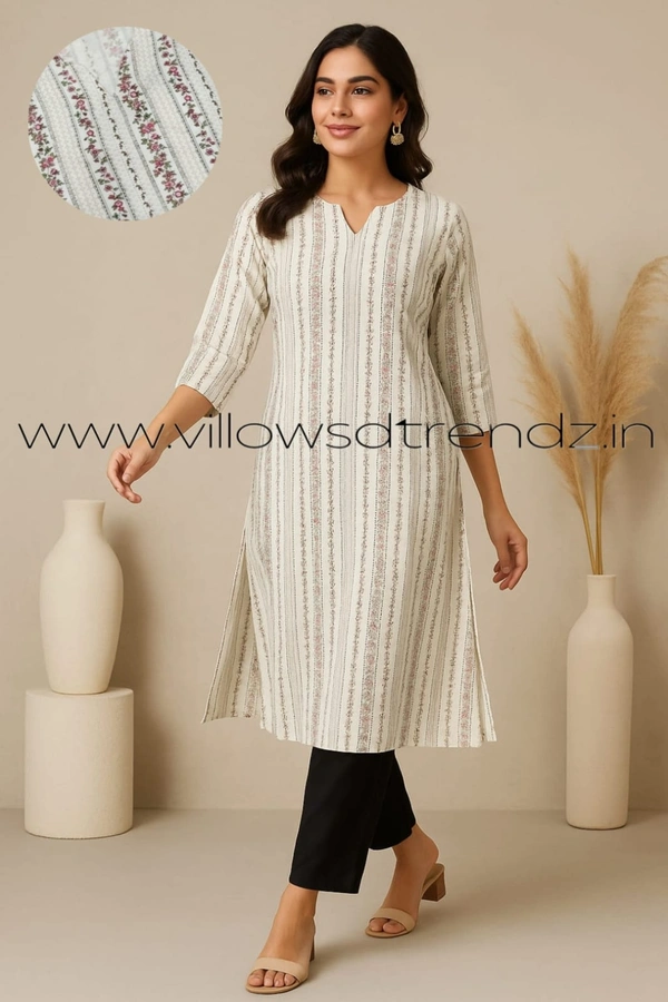 Twill Blue Plus Size Side Cut Liva Kurti LIPS235015 - White, 3XL