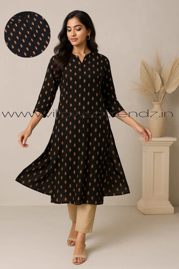 Twill Blue Plus Size Side Cut Liva Kurti LIPS235016 - Black, 5XL