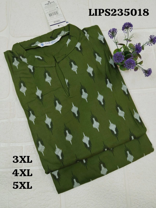 Twill Blue Plus Size Side Cut Liva Kurti LIPS235018 - Forest Green, 4XL