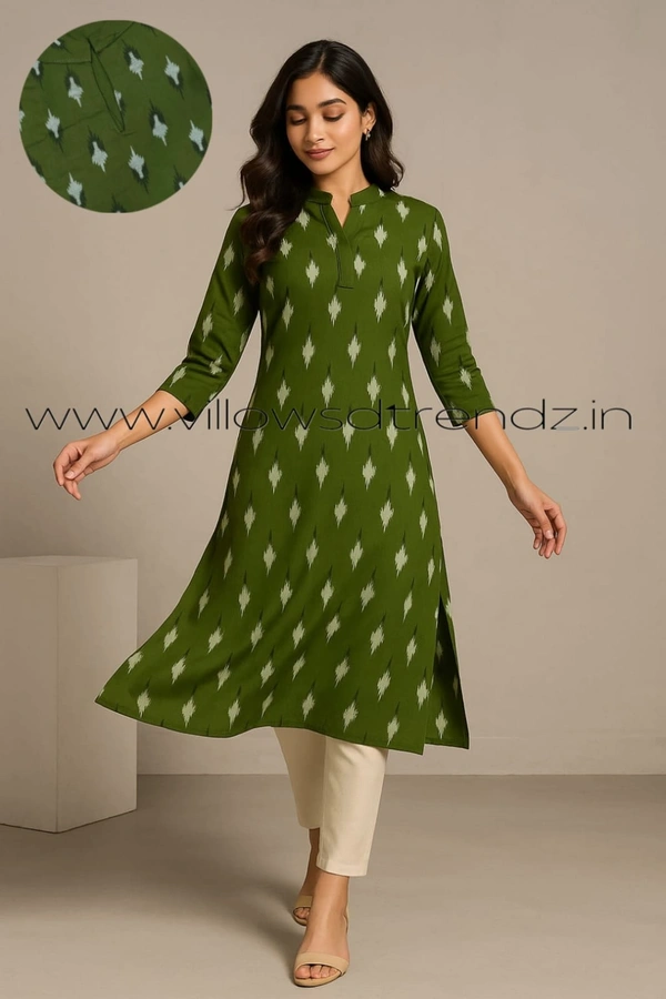 Twill Blue Plus Size Side Cut Liva Kurti LIPS235018 - Forest Green, 4XL