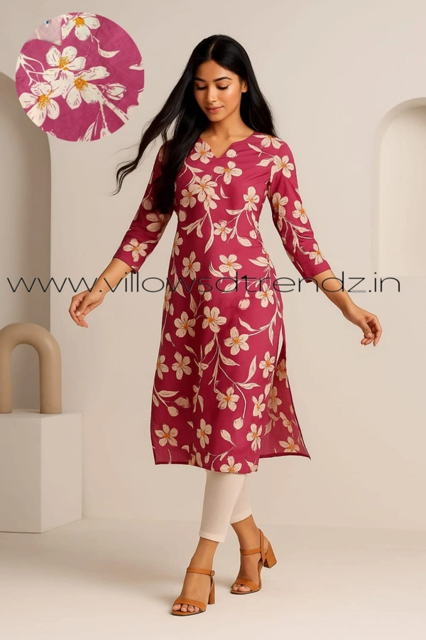 Twill Blue Plus Size |Side Cut Liva Kurti |Pink | LIPS24502 - 3XL, Pink