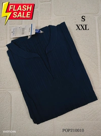 Twill Blue Popcorn Kurti POP210010 - Dark Blue, S