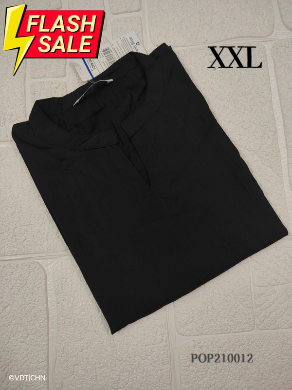 Twill Blue Popcorn Kurti POP210012 - Black, 2XL