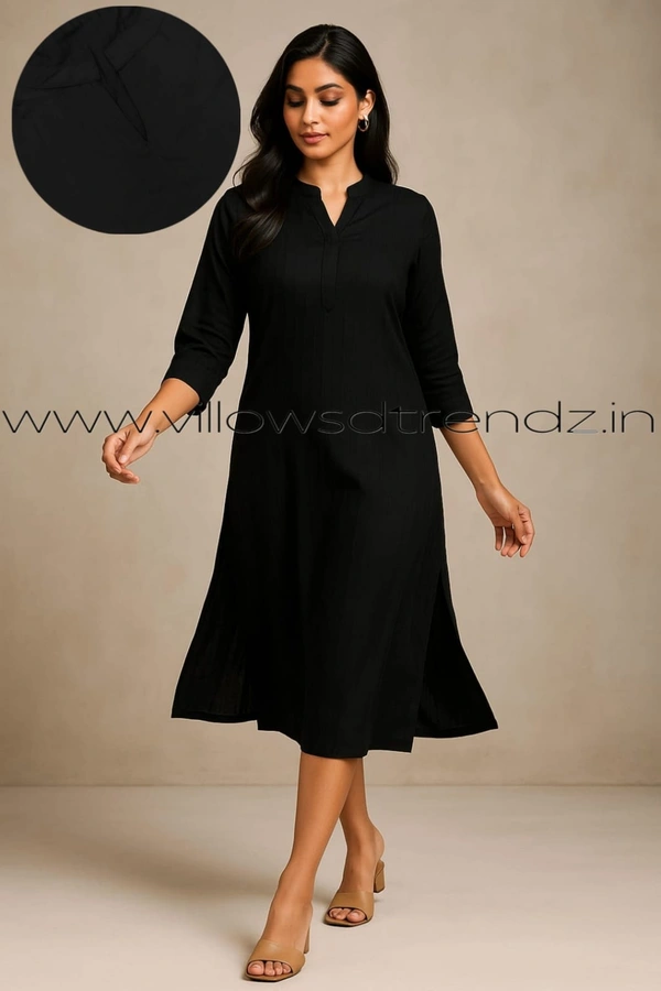 Twill Blue Popcorn Kurti POP210012 - Black, 2XL