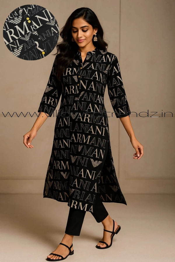 Twill Blue Popcorn Kurti POP210014 - Black, XL