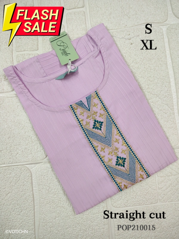 Twill Blue Popcorn Kurti POP210015 - Lavender, S