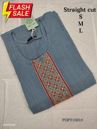 Twill Blue Popcorn Kurti POP210016 - Blue, L