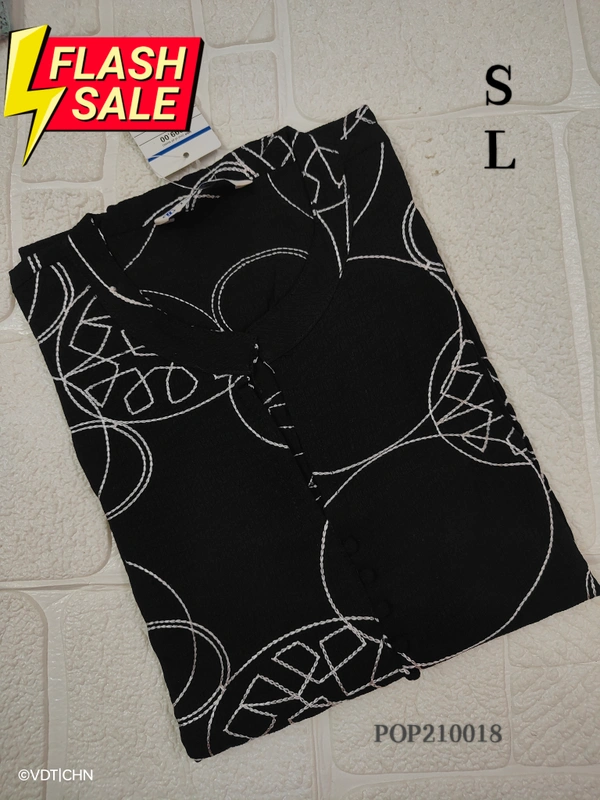 Twill Blue Popcorn Kurti POP210018 - S, Black