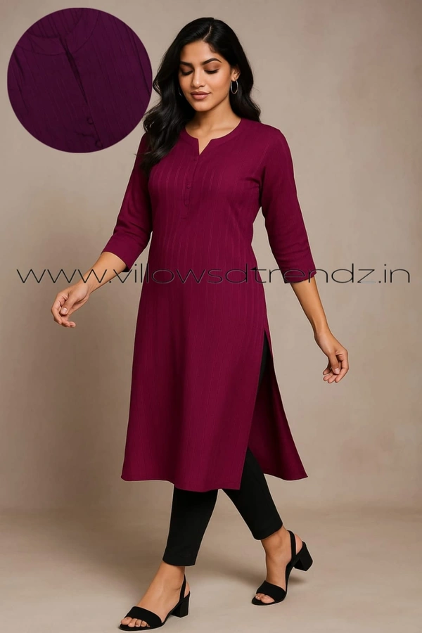 Twill Blue Popcorn Kurti POP210019 - BeetrootRed, M