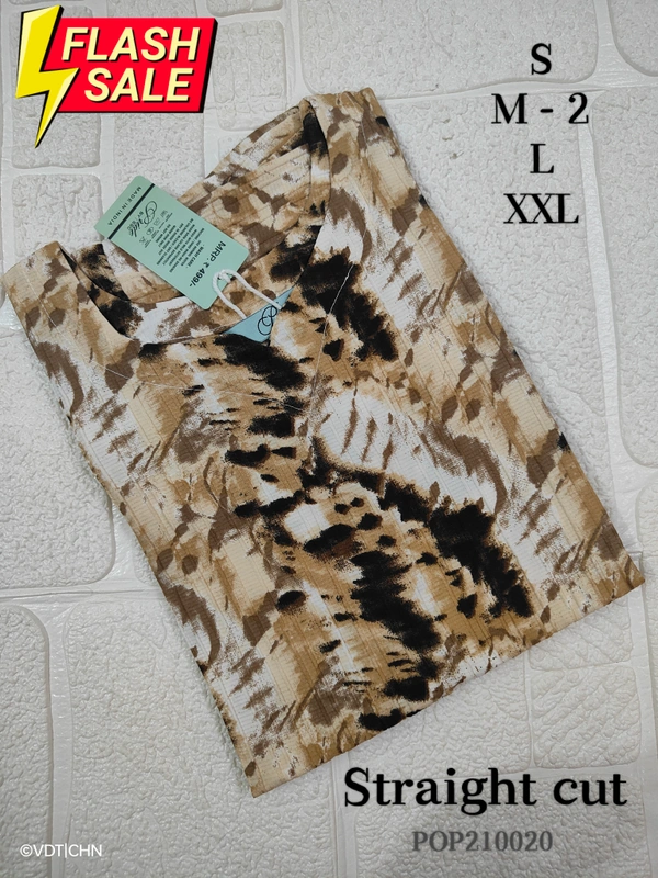 Twill Blue Popcorn Kurti POP210020 - Multi Brown, S