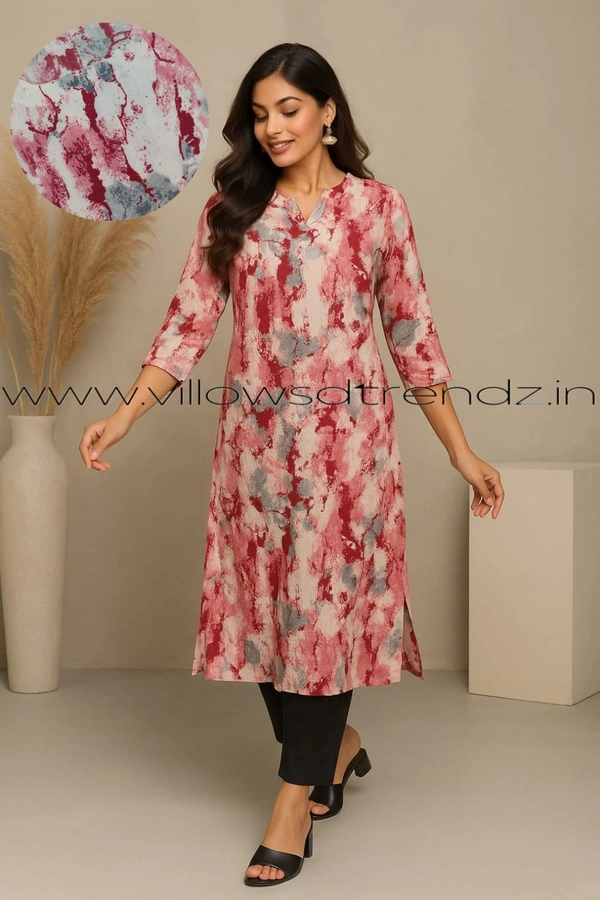 Twill Blue Popcorn Kurti POP210022 - Multi Colour, 2XL