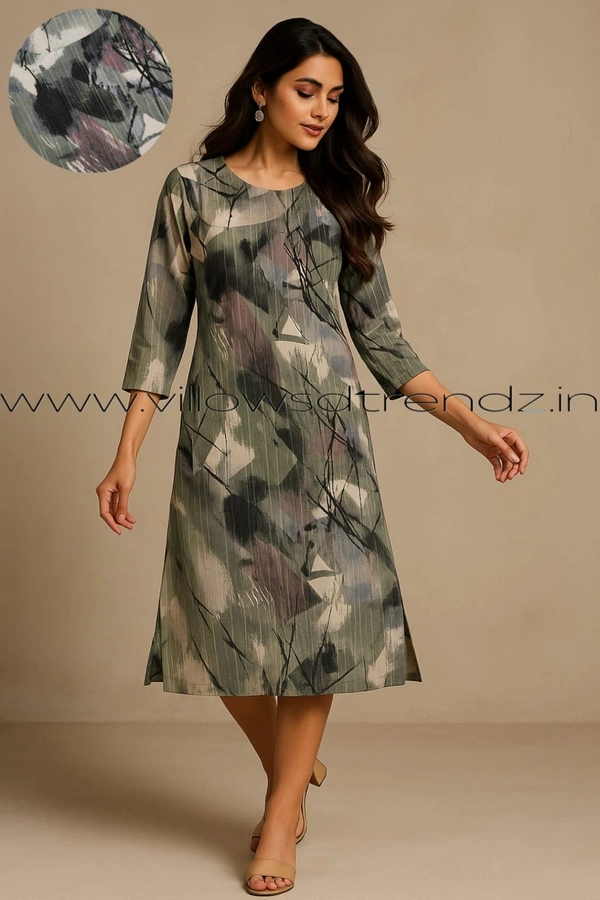 Twill Blue Popcorn Kurti POP210023 - Ash With Grey, 2XL