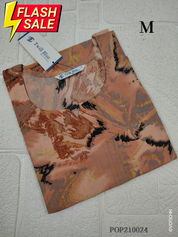 Twill Blue Popcorn Kurti POP210024 - Brown, M