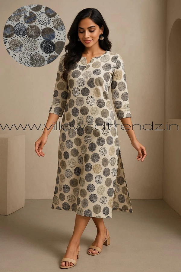 Twill Blue Popcorn Kurti POP210025 - Brown, L