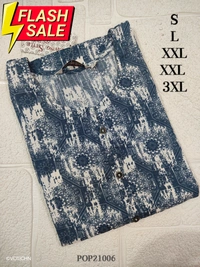 Twill Blue Popcorn Kurti POP21006 - Blue, 3XL