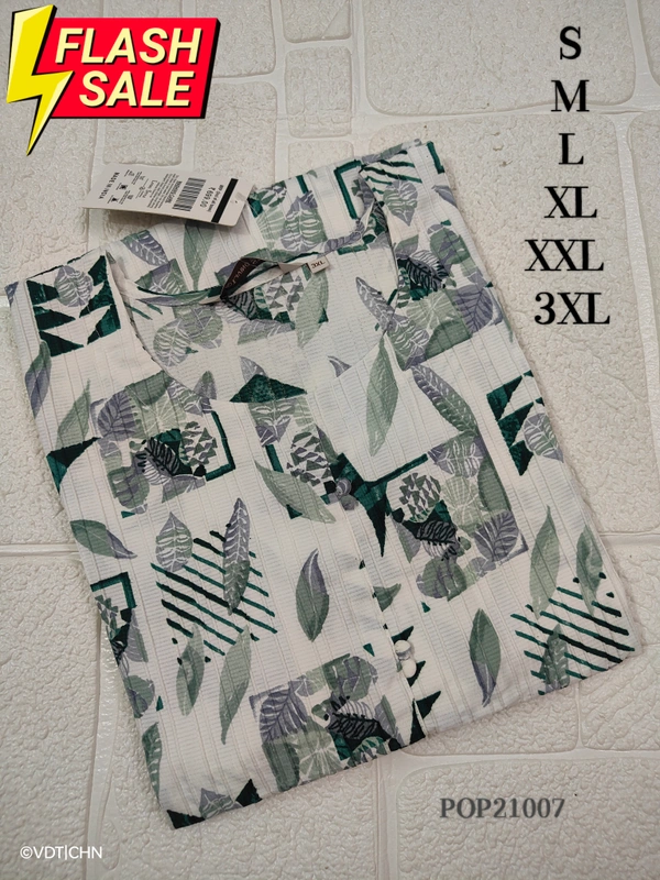 Twill Blue Popcorn Kurti POP21007 - Ash With Grey, 3XL