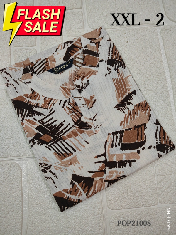 Twill Blue Popcorn Kurti POP21008 - Brown With Ash, 2XL