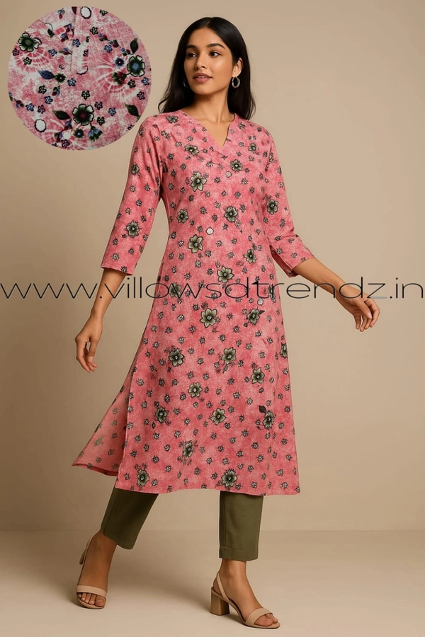 Twill Blue Popcorn Kurti POP21009 - Pink, S