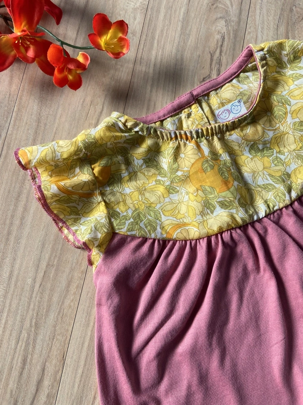 Smurf Finds Premium Cotton Printed Organic Cotton Frock for Girls| 100% Cotton| Pink | SMDF9304 - Pink, 6-12 Month