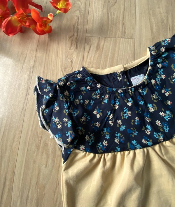 Smurf Finds Premium Cotton Printed Organic Cotton Frock for Girls| 100% Cotton|  Sandle | SMDF9302 - Sandle, 2-4 Yr