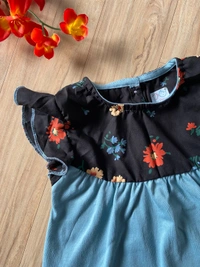 Smurf Finds Premium Cotton Printed Organic Cotton Frock for Girls| 100% Cotton| Sky Blue | SMDF93010 - Sky Blue, 6-12 Month