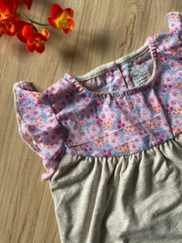 Smurf Finds Premium Cotton Printed Organic Cotton Frock for Girls| 100% Cotton| Ash | SMDF9308 - Ash, 6-12 Month