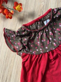 Smurf Finds Premium Cotton Printed Organic Cotton Frock for Girls| 100% Cotton|  Red | SMDF9305 - Red, 6-12 Month