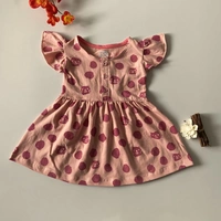 Smurf Finds Premium Cotton Printed Organic Cotton Frock for Girls| 100% Cotton| Front Openable Buttons| Baby Pink| SMFCKIY12301 - Baby Pink, 9-12 Month