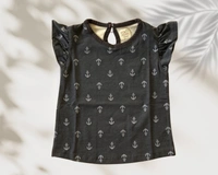 Smurf Finds Premium Cotton Printed Organic Cotton TShirt for Girls| 100% Cotton| Back Buttons| Black | SMTE7302 - 6-12 Month, Black