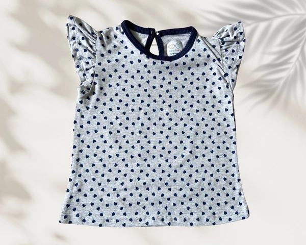 Smurf Finds Premium Cotton Printed Organic Cotton TShirt for Girls| 100% Cotton| Back Buttons| Ash | SMTE7308 - 4-6 Yr, Ash